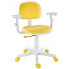 Cadeira digitador giratria Kids Color - Courino amarelo base branca