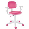 Cadeira digitador giratria Kids Color - Courino pink base branca